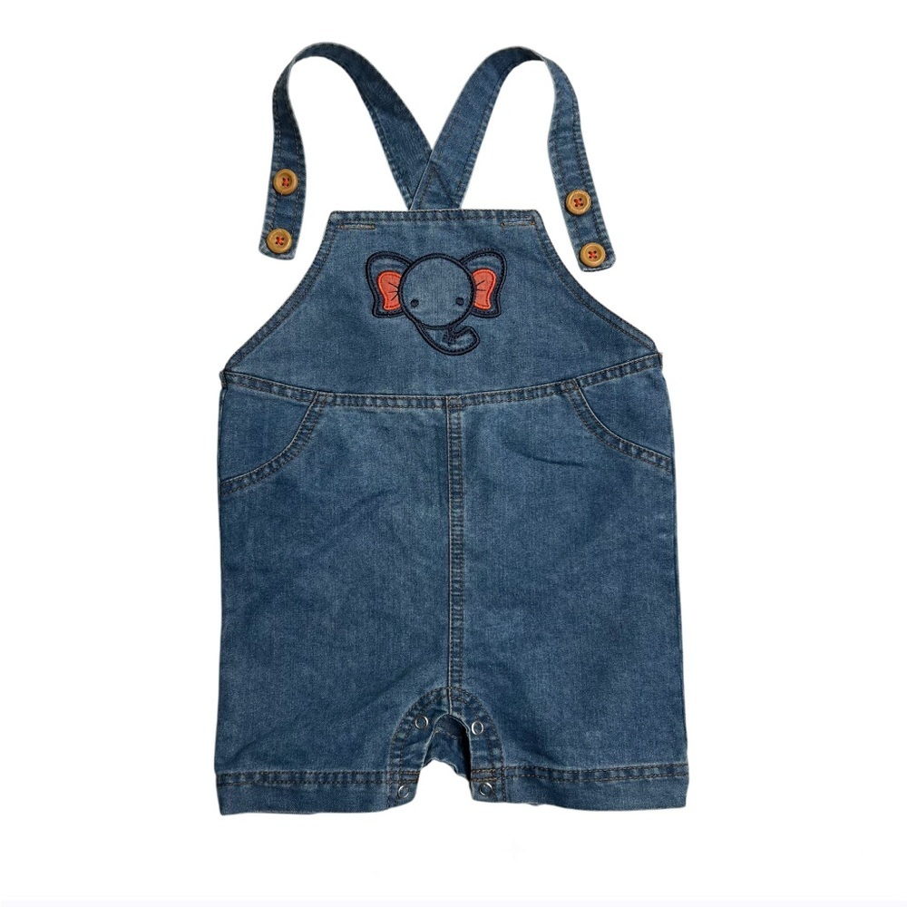 Baby’s 24M Denim Overalls with Elephant Embroidery